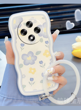 新款蓝色花朵ins风适用OPPOA3手机壳A3Pro波浪边A2Pro透明A1Pro硅胶A1i手腕带防摔创意opp0郁金香0ppo小众A1s