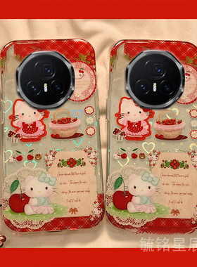 适用华为荣耀magicvflip翻盖手机壳magicv3折叠屏vs3可爱vs2折叠款v2rsr红色kt猫vs至臻版vpurse透明带挂件的