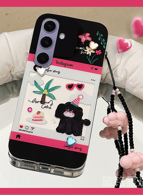 适用三星s25手机壳s10新款s24+涂鸦a70黑色note20ultra小狗a70s可爱a71手挂绳a55腕带c9pro硅胶透明的韩系ins