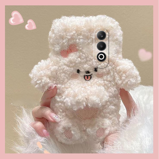 适用oppok12手机壳k11x毛绒k12plus蝴蝶结k10pro活力版k7小狗k9s斜挎k3带挂绳的k5防摔k1小众新款秋冬高级感