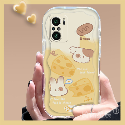 新款奶酪小狗适用小米redmi红米K40Pro手机壳K40奶油纹K40S透明K30硅胶K30i全包的K30Pro防摔k20情侣k20pro女