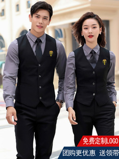 酒店服务员工作服女职业背心西装足浴Ktv酒吧餐厅前台工作服定制