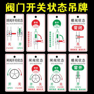 亚克力阀门开关标识球阀状态闸阀提示牌子常开常闭标示喷淋管道水阀闸阀标志蝶阀截止阀开启关闭吊牌双面挂牌