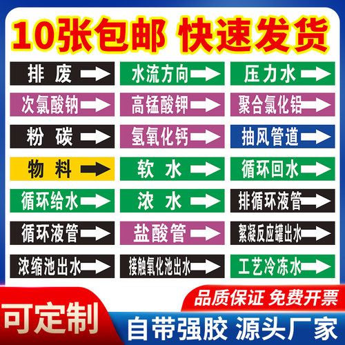 分区管道标识反光膜材质自带背胶