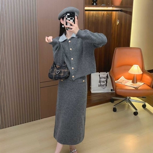 超火慵懒宽松显瘦针织套装 休闲百搭毛衣两件套 秋冬新款 温柔风时尚
