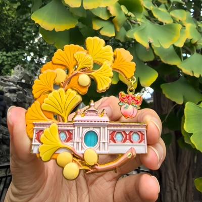 北京万寿寺金秋银杏金属冰箱贴