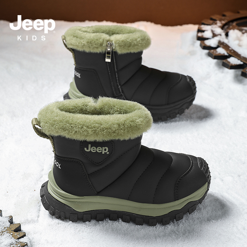 jeep男童雪地靴冬季加绒保暖棉鞋