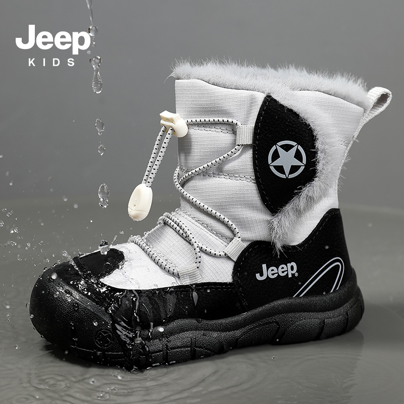 jeep儿童雪地靴加绒抗寒靴子