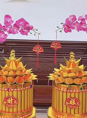 标签折塔中秋节月娘紫气东来塔繁花似锦一对