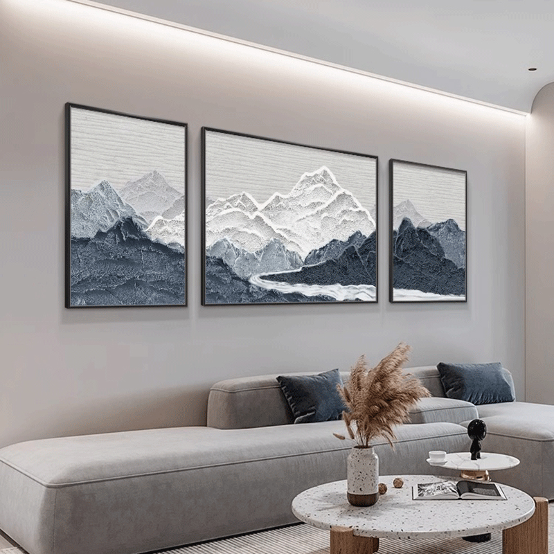现代轻奢抽象山水画背有靠山客厅装饰画沙发背景墙壁画高级感挂画