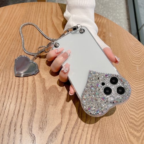 爱心水钻适用苹果手机壳带手链