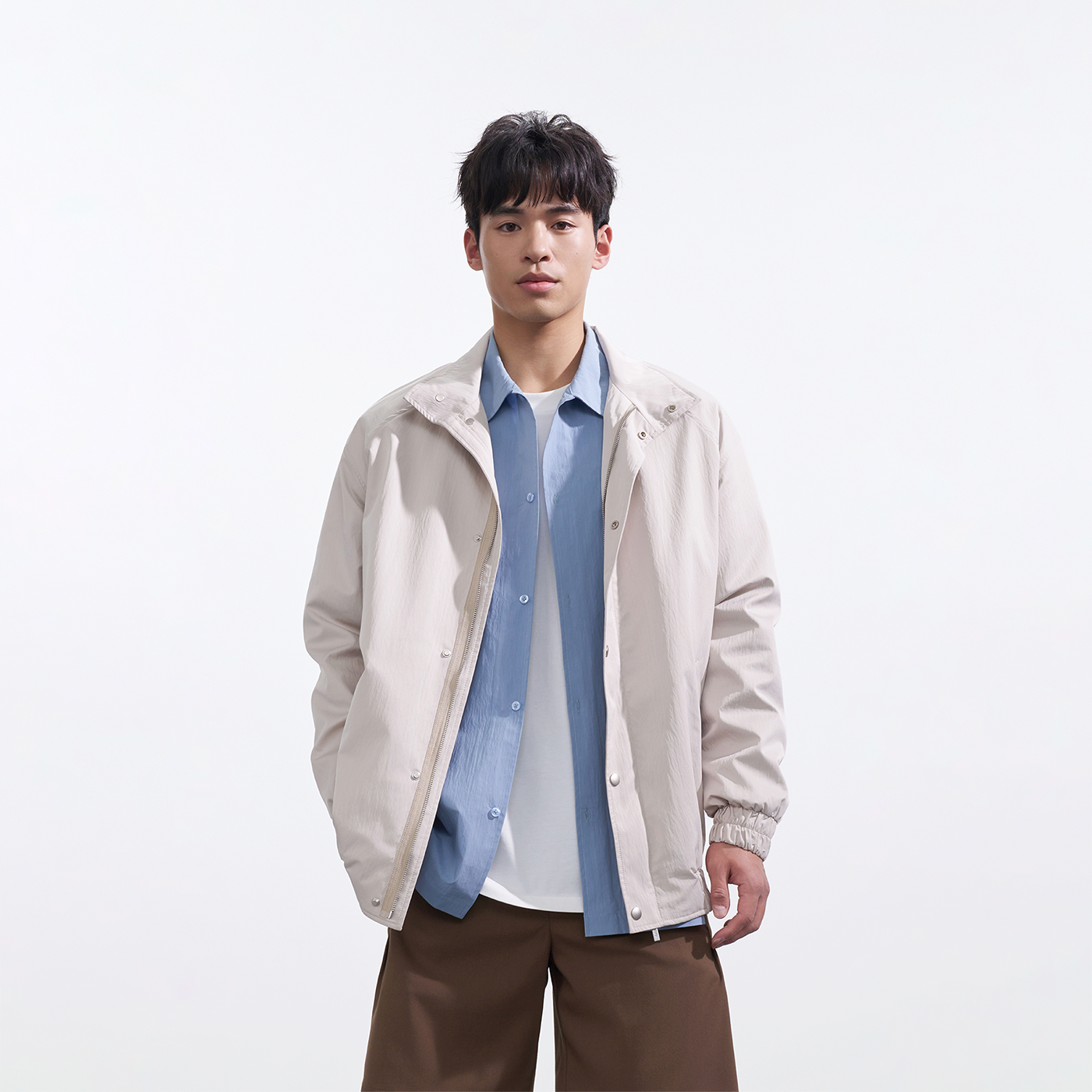 柔韧纸感三防面料夹克男士复古