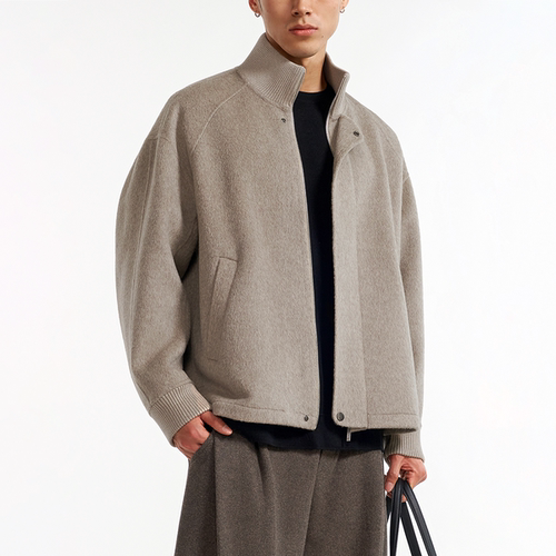 美利奴绵羊毛双面呢立领男士大衣