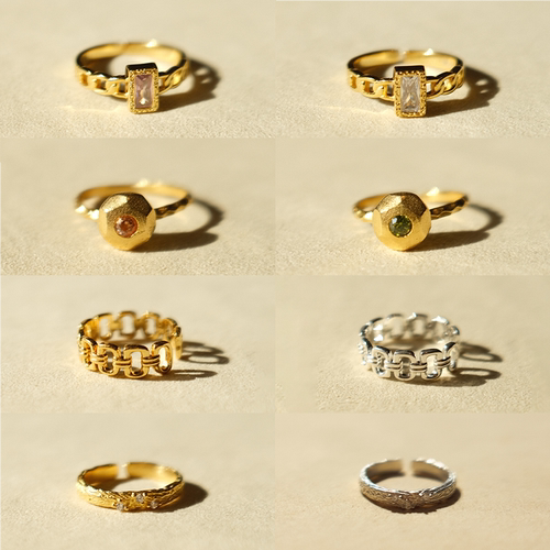 自然系列戒指合集可调节开口S925