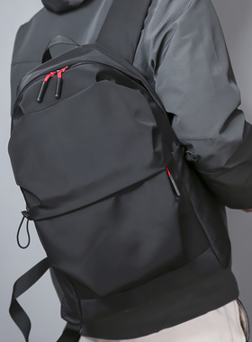 初中生书包男褶皱纯色背包防泼水双肩包女大容量电脑包可印字logo