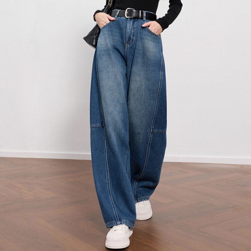 弯刀裤女秋冬季新款复古休闲牛仔裤宽松显瘦阔腿裤长裤女加绒女裤,女装/女士精品,牛仔裤,淘宝优惠券,粉丝福利购,淘宝优惠卷