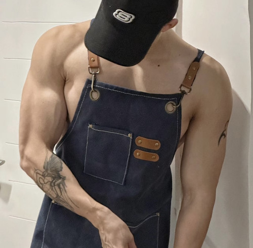 牛仔酒吧咖啡店男生围裙肌肉防水健身play sexy做饭穿搭护衣厨房
