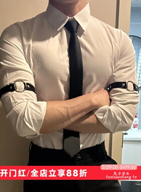 禁欲系男模高级感痞帅法式白色衬衫男雅酒吧休闲衬衣正肩西装内搭