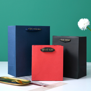 礼品袋 袋子ins风纯色手提袋伴手礼袋子 大号牛皮纸袋生日礼物包装