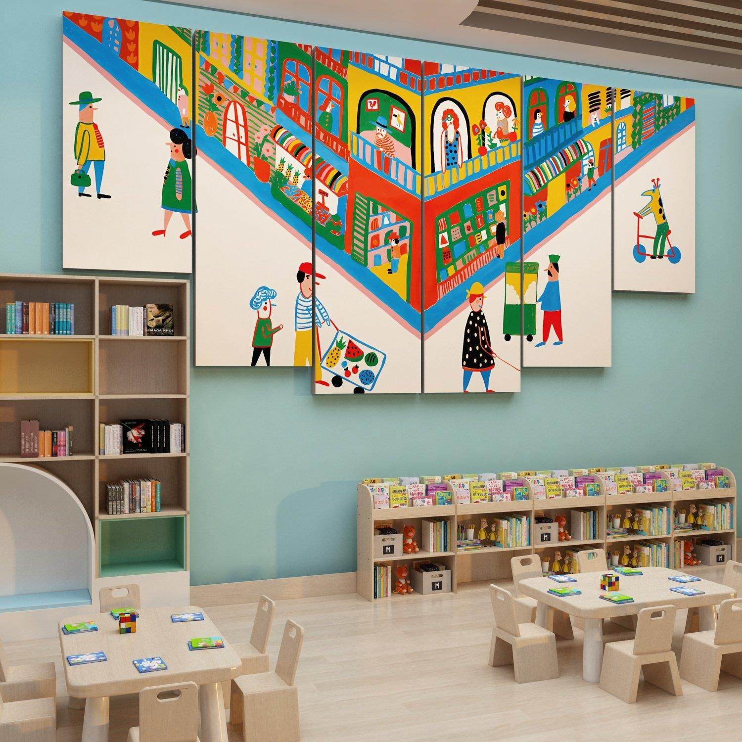 儿童图书角布置装饰绘本馆墙面贴纸挂画幼儿园阅读区背景文化环创,家居饰品,文化墙贴,淘宝优惠券,粉丝福利购,淘宝优惠卷