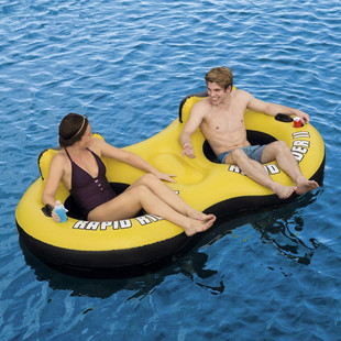 Bestway43113双人浮圈充气八字座圈漂流浮圈浮排超大加厚水上浮床