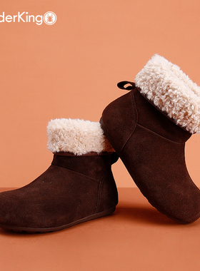 蜘蛛王女鞋2025冬季加绒保暖翻边毛绒雪地靴百搭外穿东北勃肯短靴