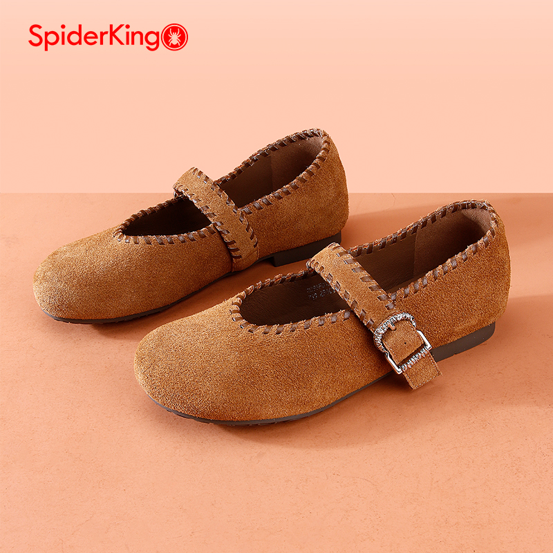 蜘蛛王2025秋季新款一字带单鞋