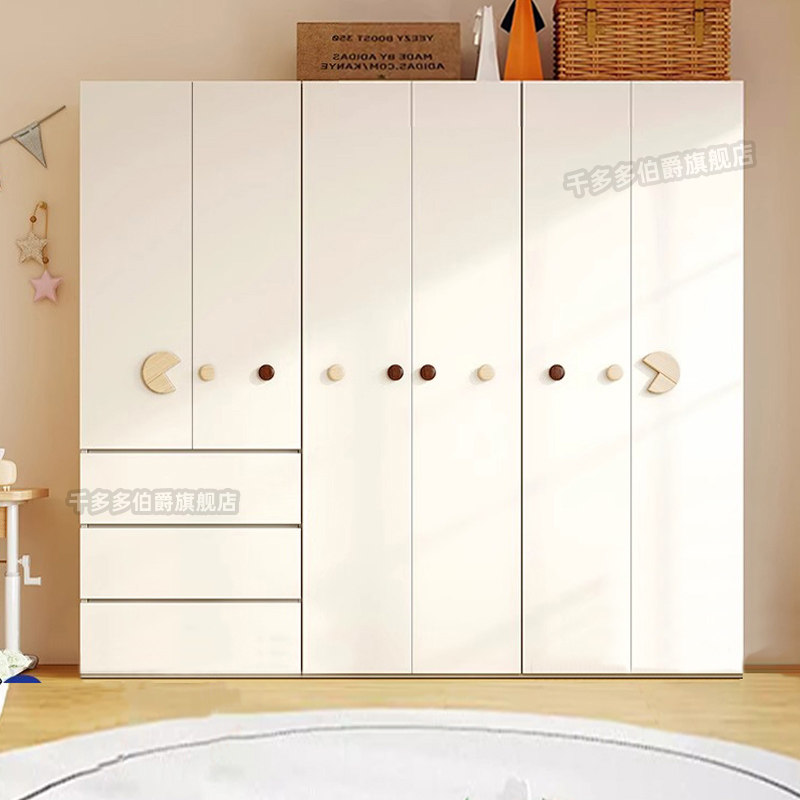 全实木儿童衣柜家用卧室收纳柜小户型平开 门落地衣橱收纳柜可定