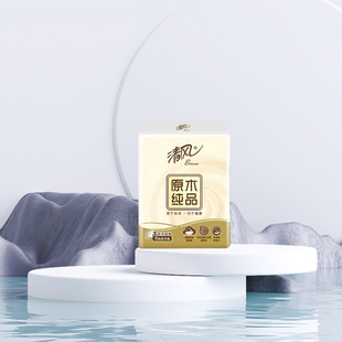 清风欧院系列抽纸原木抽纸金装 纸巾3层100抽8大包超值整箱餐巾纸