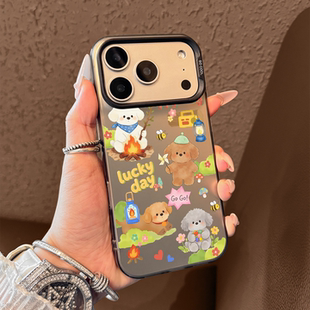 适用苹果17promax手机壳iPhone17新款 女ip 17pro涂鸦露营小狗air高级感16全包15防摔14超薄13保护套12好看11