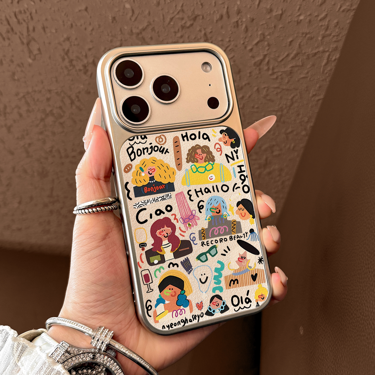 适用于苹果17promax手机壳新款抽象女孩iPhone17全包镜头17pro防摔保护套pm高级感皮质por可爱的女款好看个性