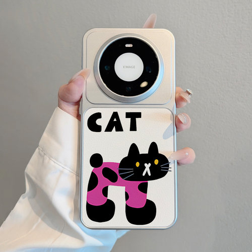 适用于华为mate手机壳色块猫猫