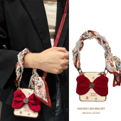 悦皇酒红茶花蝴蝶结适用于荣耀magicvflip折叠屏手机壳pocket2斜挎背带挂绳novaflip玫瑰花皮保护套手提p50壳