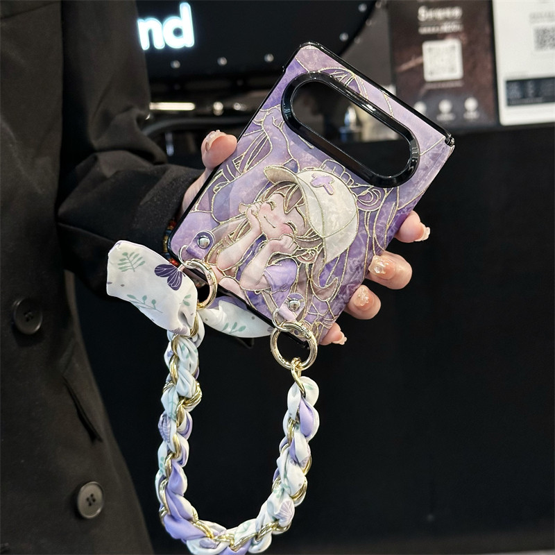 悦皇适用于华为PuraXMax阔折叠手机壳全包中轴磁吸带框puraxmax托腮棒球帽紫女烫金翻盖保护套斜挎带挂绳手提