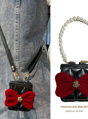 悦皇秋冬山茶花蝴蝶结适用于OPPOFind N3 Flip手机壳斜挎背带绳oppo小折叠Find N2 Flip全包轴翻盖保护套手提