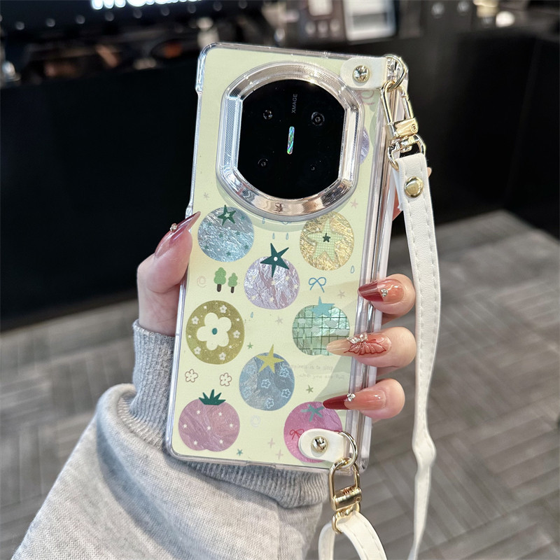 彩色水果折叠手机壳全包中轴