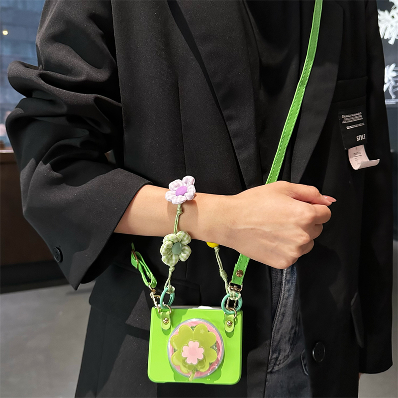 悦皇适用于华为Pocket2折叠手机壳四叶草支架Purax斜挎带挂绳novaflip翻盖防摔保护套magicvflip手提花朵p50