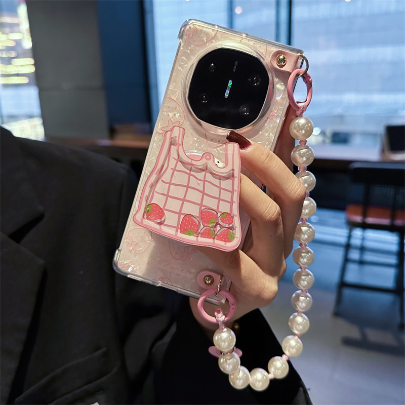 悦皇适用于三星zfold7折叠屏手机壳草莓支架zfold6斜挎带挂绳zfold5翻盖防摔贝壳保护套zfold4手提w24外壳w25