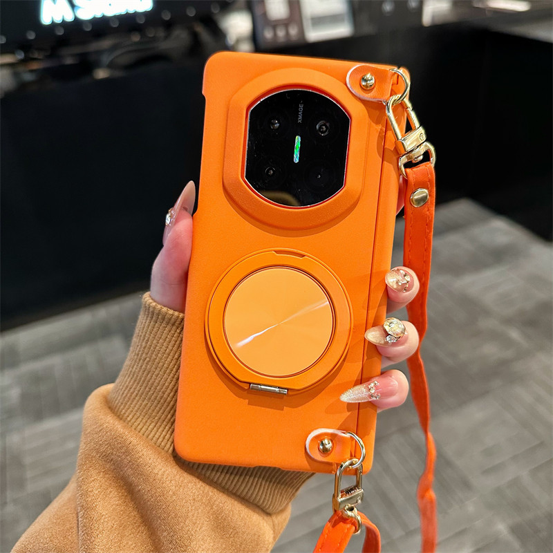 悦皇奢华橙色支架适用于OPPOFindn6折叠手机壳双中轴磁吸全包保护findn5翻盖防摔斜挎挂绳手提链findn3后壳N6