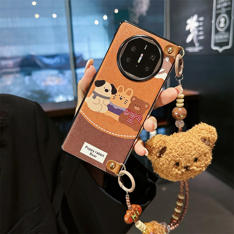 卡通翻盖折叠手机壳斜挎挂绳手提