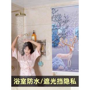 S588卷帘卫生间浴室厕所遮挡帘防水免打孔厨房窗户遮光拉帘小窗帘