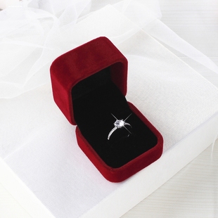 首饰盒小单个 戒指盒对戒盒单个婚礼求婚钻绒布耳钉项链盒收纳首