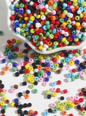 4mm玻璃实色散珠材料手工戒指