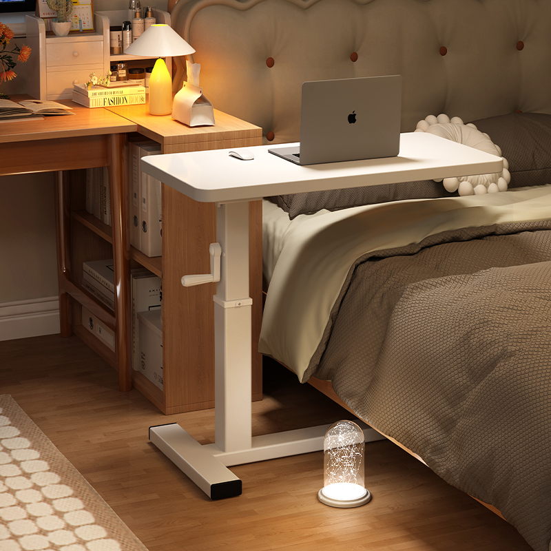 可移动床边桌升降电脑桌实木简易出租屋卧室家用沙发小型折叠书桌