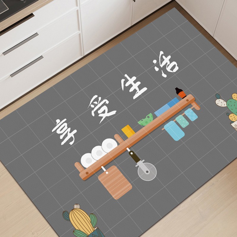 PVC地垫厨房防水防油防滑可擦免洗专用脚垫家用地毯防脏门口垫子