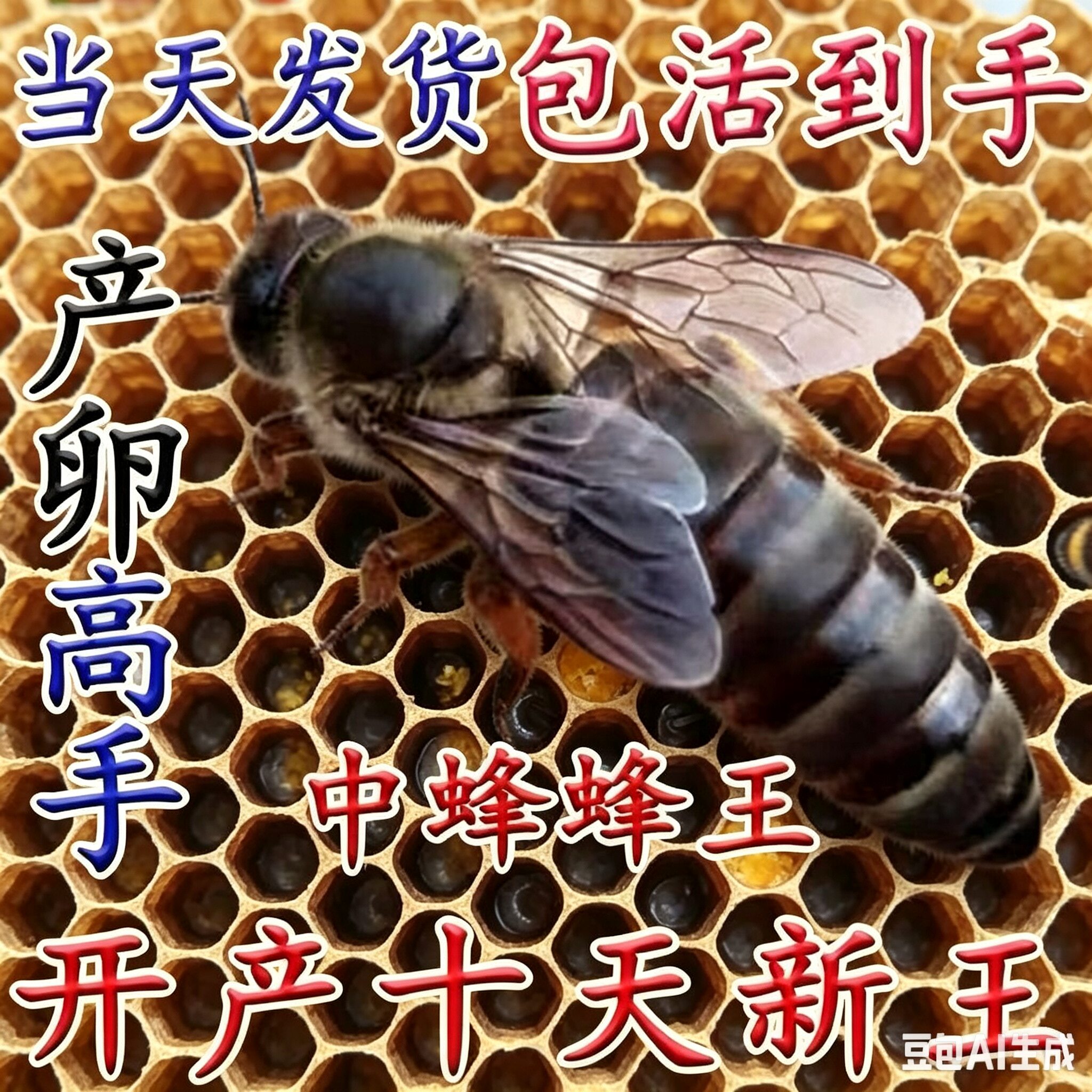 四川蜂王一等品阿坝种王特大号开产王优质高产广西中蜂产卵王纯