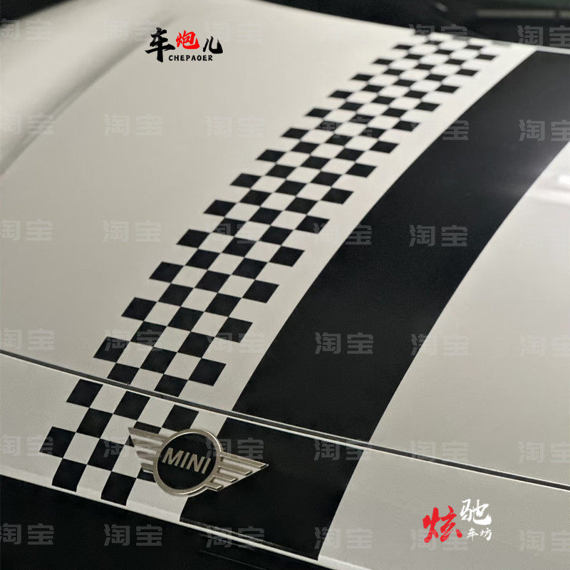 适用宝马minicooper JCW赛车手汽车改装引擎盖拉花F55R56数字车贴
