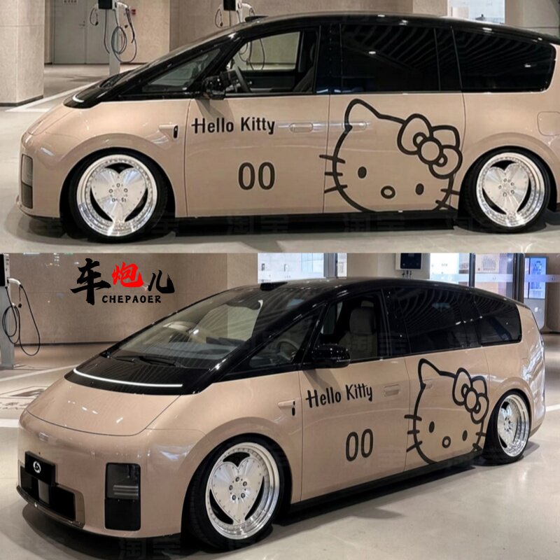 新款理想mega定制kitty猫车身贴纸 小鹏X9高山89卡通可爱防水拉花