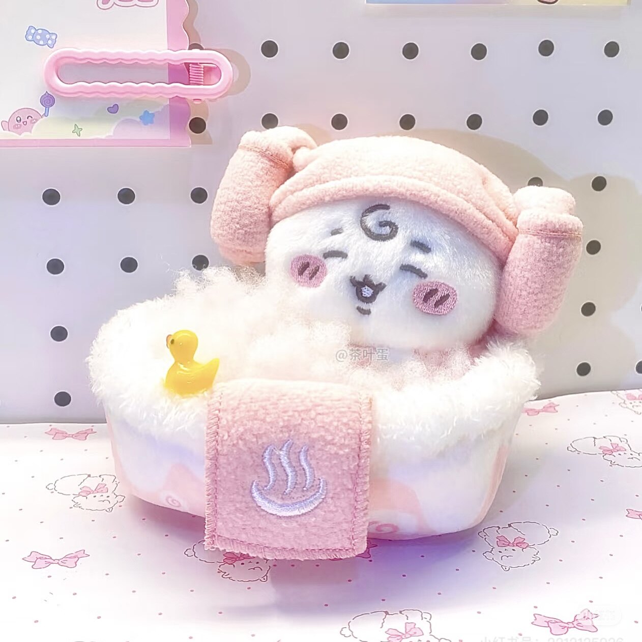 日本chiikawa吉伊卡哇婴儿吉伊粉浴帽泡澡baby毛绒浴缸乌萨奇玩偶