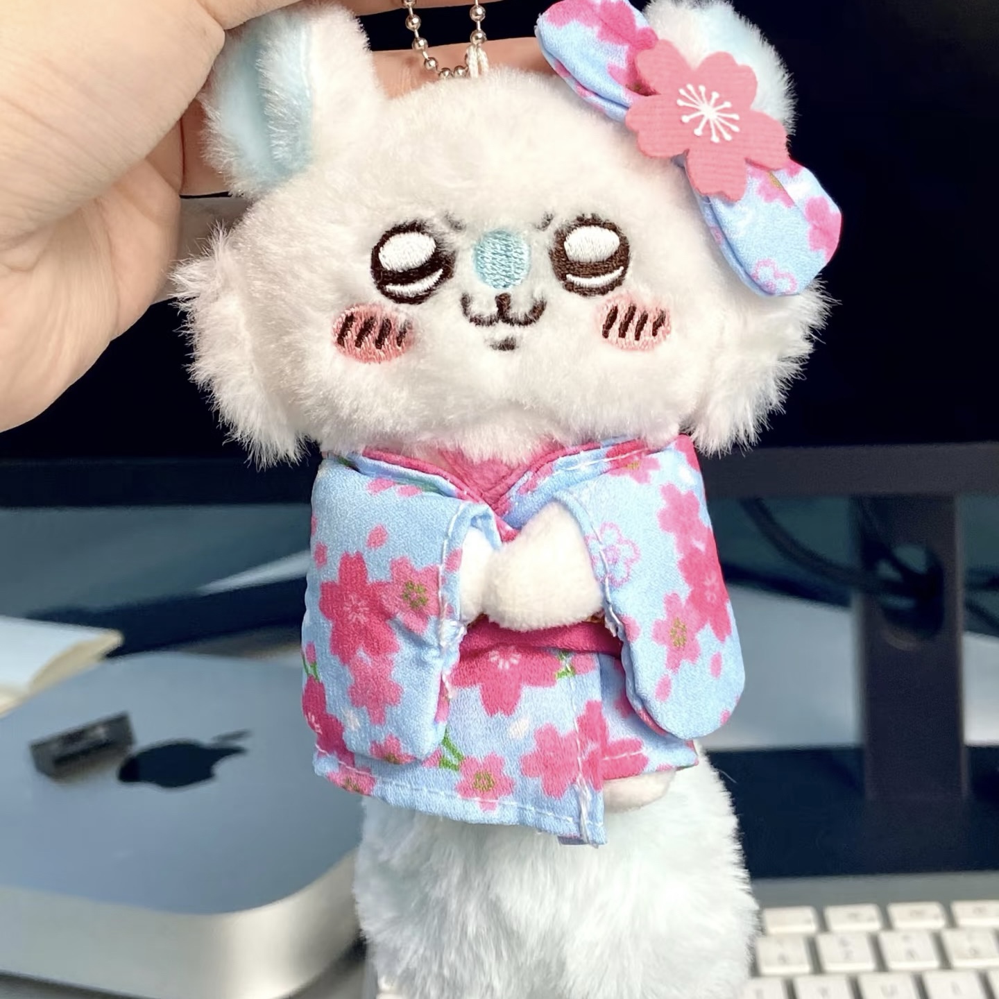 日本正版Chiikawa飞鼠樱花和服莫莫咖玩偶公仔小脚桃心古风挂件